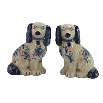 SYNWISH Hand Painted Dog Figurines for Elegant Home Decor