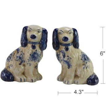 SYNWISH Hand Painted Dog Figurines for Elegant Home Decor
