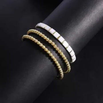 Badu Stackable Silver Beaded Bracelets for Women