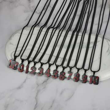 AIAINAGI Baseball Number Necklace for Men 00-99 Athletes Jersey Number Necklace Stainless Steel Chai...