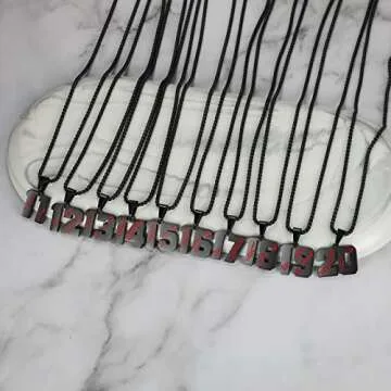 AIAINAGI Baseball Number Necklace for Men 00-99 Athletes Jersey Number Necklace Stainless Steel Chain Baseball Charm Pendant Personalized Baseball Gift for Men（12）