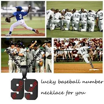 AIAINAGI Baseball Number Necklace for Men 00-99 Athletes Jersey Number Necklace Stainless Steel Chain Baseball Charm Pendant Personalized Baseball Gift for Men（12）