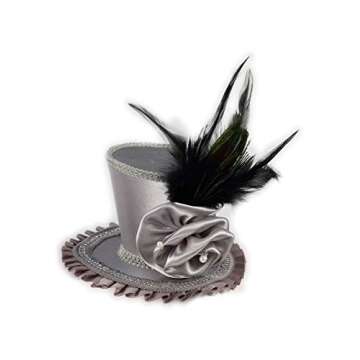 Unisex-Adults Mini Top Hat w/Rose, Gray, Standard