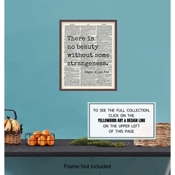 Edgar Allan Poe Quote 8x10 Dictionary Art Wall Decor Picture - Upcycled Vintage Retro Decoration for Home, Office, Apartment, Living Room, Bedroom, Bathroom - Gift for Poetry Fans
