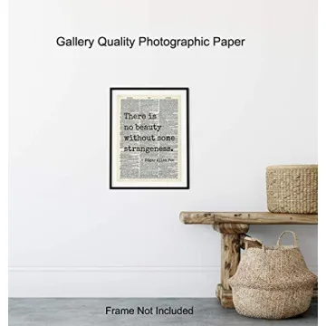 Edgar Allan Poe Quote 8x10 Dictionary Art Wall Decor Picture - Upcycled Vintage Retro Decoration for Home, Office, Apartment, Living Room, Bedroom, Bathroom - Gift for Poetry Fans