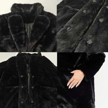 TOPONSKY Furry Jackets Snow Faux Fur Cruella Winter Fluffy Women Wedding Fuzzy Black XL