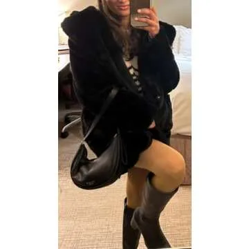 TOPONSKY Furry Jackets Snow Faux Fur Cruella Winter Fluffy Women Wedding Fuzzy Black XL