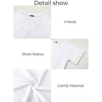 MIHOLL Womens Shirts Casual Tee Shirts V Neck Short Sleeve Loose Fits Tops Blouses (White, Medium)