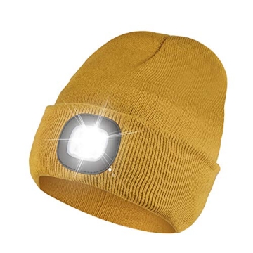 GAFres LED Beanie with Light, Unisex Rechargeable LED Headlamp Hat, Warm Knit Hat for Winter Safety,...