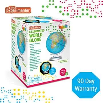 Illuminated Globes for Kids - 8” Light Up World Globe With Stand, Gift Ideas for Children - Interactive Learning & Educational Toys for All Ages - Earth Globe With Build in Led Night Light - Gifts for Boys And Girls Age 8-12 + Year Old