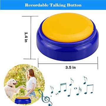 Set of 2 Easy Button Talking Buttons for Dogs Record Talking Button Recordable Button Answer Buzzers Funny Gag Gifts Red/Black and Yellow/Blue