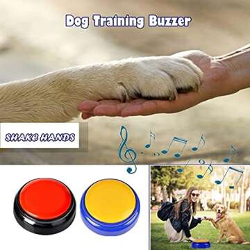 Set of 2 Easy Button Talking Buttons for Dogs Record Talking Button Recordable Button Answer Buzzers Funny Gag Gifts Red/Black and Yellow/Blue