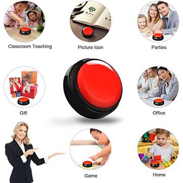 Set of 2 Easy Button Talking Buttons for Dogs Record Talking Button Recordable Button Answer Buzzers Funny Gag Gifts Red/Black and Yellow/Blue