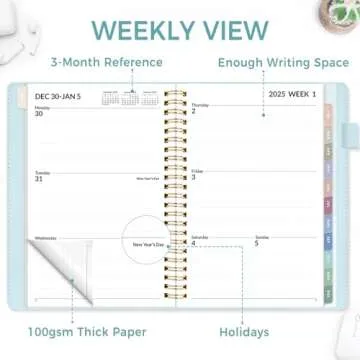 Elegant 2025 Planner with Vegan Leather Cover and More