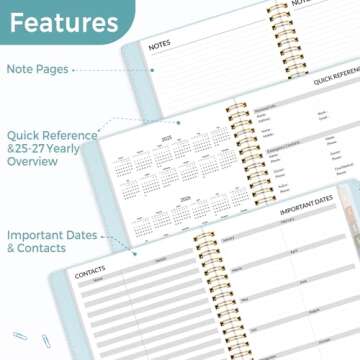 Elegant 2025 Planner with Vegan Leather Cover and More