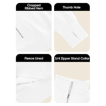 Fisoew Women's Cozy Half Zip Cropped Sweatshirt