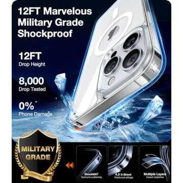 TORRAS Stronger Magnetic for iPhone 13 Pro Case Clear, 12FT Military Grade Drop Tested, Compatible with MagSafe, Slim Protective Never Yellow for iPhone 13 Pro Phone Case, Clear