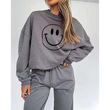 Cute Face Graphic Oversized Sweatshirt for Women