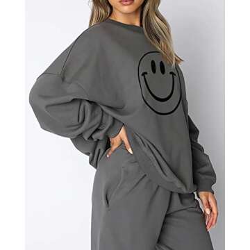 Cute Face Graphic Oversized Sweatshirt for Women