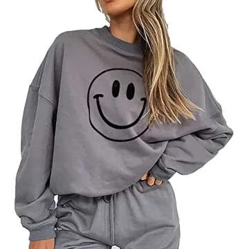 Cute Face Graphic Oversized Sweatshirt for Women
