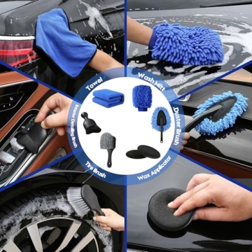 Qydipclin 37Pcs Car Detailing Kit, Car Detailing Brush Set, Car Wash Cleaning Kit, Car Detailing Brushes, Professional Car Care Kit for Interior Exterior Wheels, Blue