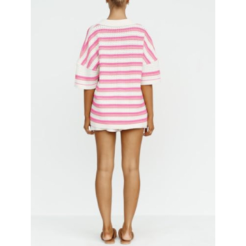 Tankaneo Women’s Short Sleeve Pajama Set - Bright Pink