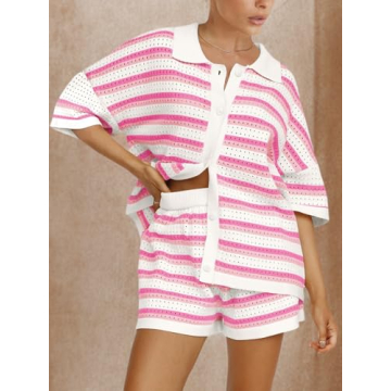 Tankaneo Women’s Short Sleeve Pajama Set - Bright Pink