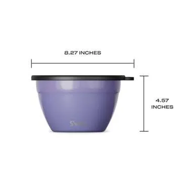 S'well Stainless Steel Salad Bowl Kit 64oz, Hillside Lavender, Comes with 2oz Mini Canister and Removable Tray for Organization, Leakproof, Easy to Clean, Dishwasher Safe