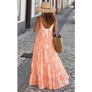 PRETTYGARDEN Women Summer Dresses 2024 Spaghetti Strap Scoop Neck Floral Maxi Dress Flowy Boho Long ...