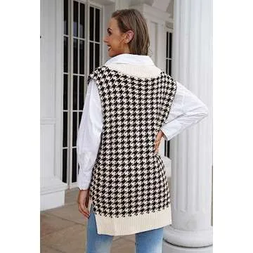 Kisscynest Women's Oversized V Neck Knitted Sweater Vest