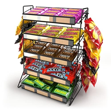 5 Tier Candy Display Rack - Ideal Countertop Snack Organizer