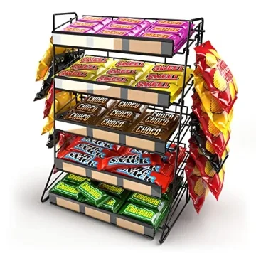 5 Tier Candy Display Rack - Ideal Countertop Snack Organizer