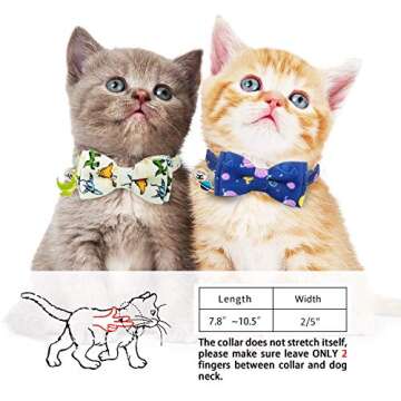 KUDES Cat Collar Breakaway with Cute Bow Tie and Bell Charms, 2 Pack/Set Adjustable Safety Buckle Pr...