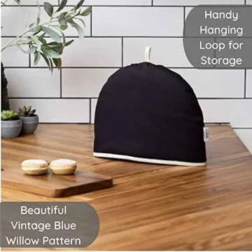 Muldale Insulated Tea Cozy for Teapot - Black Cotton