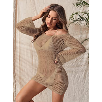 Floerns Women's Elegant Long Sleeve Beach Cover Up