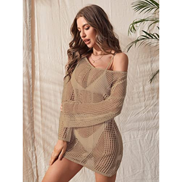 Floerns Women's Elegant Long Sleeve Beach Cover Up