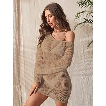 Floerns Women's Elegant Long Sleeve Beach Cover Up