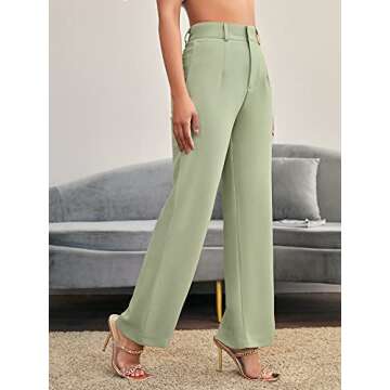 SweatyRocks Women's Elegant High Waist Solid Long Pants Office Trousers Mint Green M