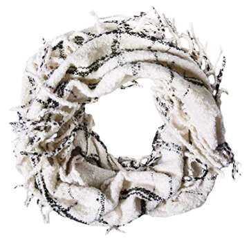 Chalier Womens Winter Plaid Infinity Scarf Warm Tassel Circle Loop Scarves & Knit Fall Scarfs for Women(02 Beige)