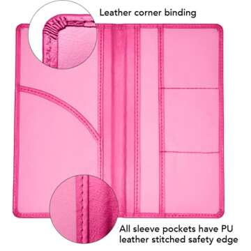 Lifecraft Insurance Registration Document Holder for Glove Box Compartment Organizer Auto Drivers License, ID and Cards - Premium PU Leather Vehicle Magnetic Information Cover Wallet (Hot Pink)