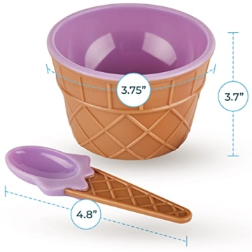 Greenco Ice Cream Bowls & Spoons - Fun, Colorful Party Set