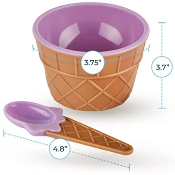 Greenco Ice Cream Bowls & Spoons - Fun, Colorful Party Set