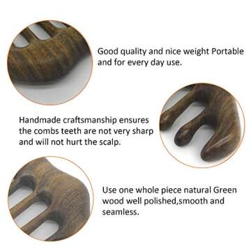 Wooden Wide Tooth Comb - Natural Scalp Massager for Hair and Meridian Relaxation. Brown