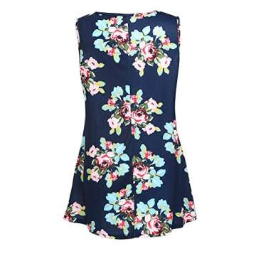 MIOMI Womens Floral Sleeveless Pregnant Maternity Tank Shirt Nursing Tops Mom Breastfeeding Blouse (Navy Blue, Large)