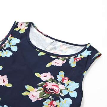 MIOMI Womens Floral Sleeveless Pregnant Maternity Tank Shirt Nursing Tops Mom Breastfeeding Blouse (Navy Blue, Large)
