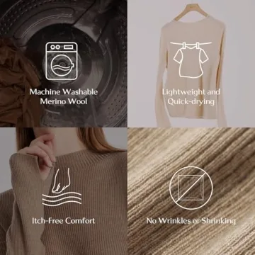 GOELIA Women's Seamless Merino Wool Sweater - Camel Color