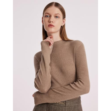 GOELIA Women's Seamless Merino Wool Sweater - Camel Color