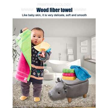 MEMRUI Multicolor Fingertip Towels for Bathroom - Kid's Face Towels, 10 x 18 Inches, 4 Pcs in 4 Colors