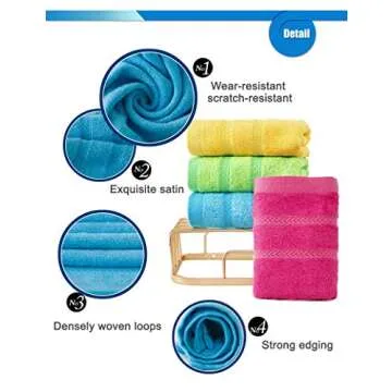 MEMRUI Multicolor Fingertip Towels for Bathroom - Kid's Face Towels, 10 x 18 Inches, 4 Pcs in 4 Colors