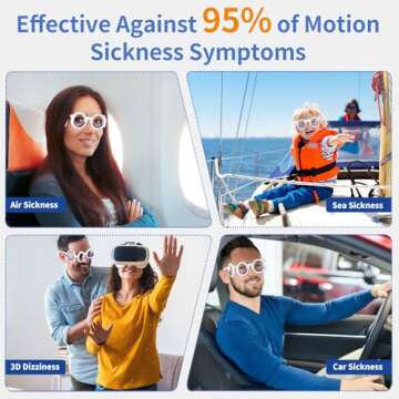 Hion Motion Sickness Glasses,Relieve Carsickness Airsickness Seasickness Glasses,Ultra-Light Portable Nausea Vertigo Glasses, No Lens Liquid Glasses for Adults or Kids(Pattern-Box)